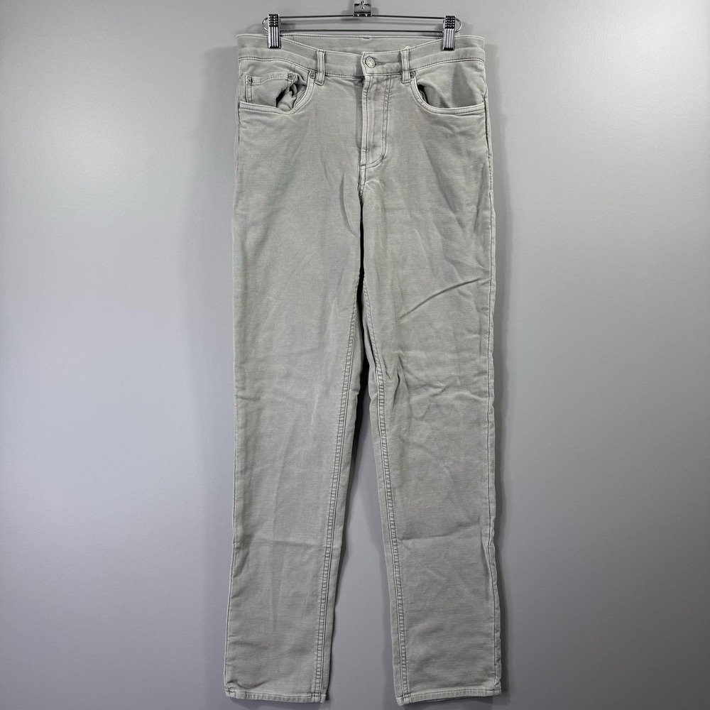 Faherty Jeans Mens 30x32 Light Gray Slim Straight Denim 5 Pocket Casual